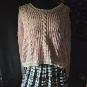 Pink Cable Knit Sweater